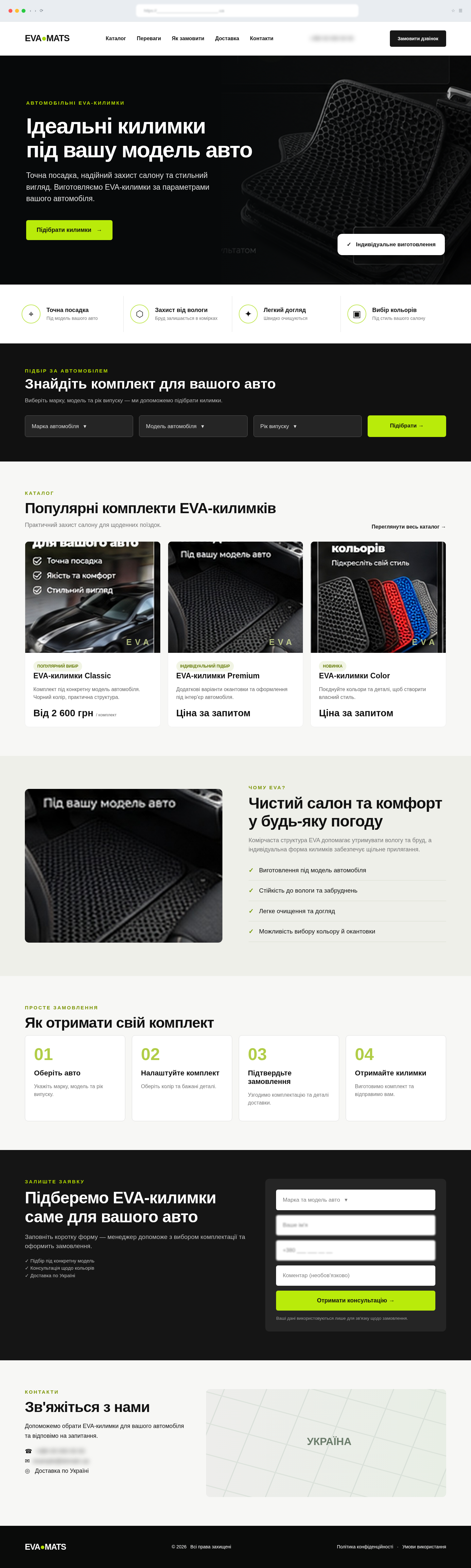 Макет інтернет-магазину автомобільних EVA-килимків